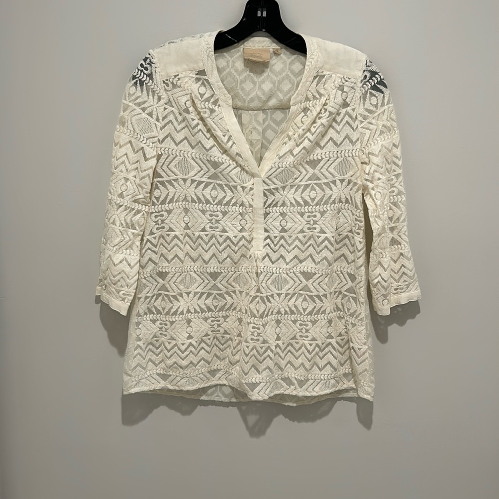 Anthropologie cream blouse | XS